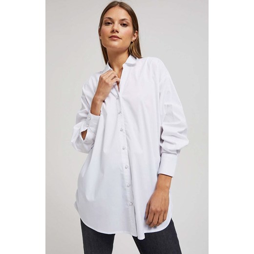 Koszula oversize z ozdobnymi guzikami biała 4200, Kolor biały, Rozmiar S, Moodo ze sklepu Primodo w kategorii Koszule damskie - zdjęcie 162083295