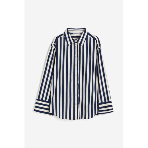 H & M - Bawełniana koszula w paski - Niebieski H & M L H&M