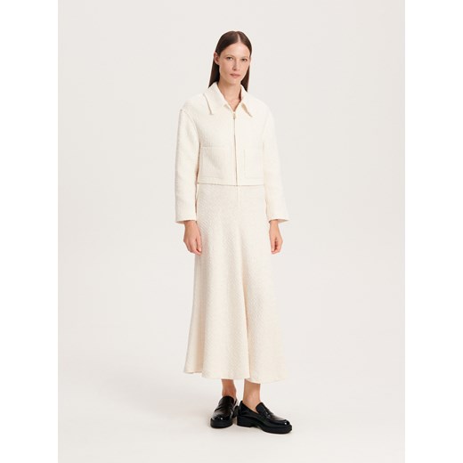 Reserved - Tweedowa spódnica - biały ze sklepu Reserved w kategorii Spódnice - zdjęcie 162090966