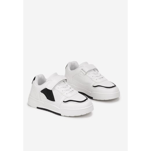 Biało-Czarne Buty Sportowe w Streetwearowym Stylu na Rzep Oinesha 29 born2be.pl promocyjna cena