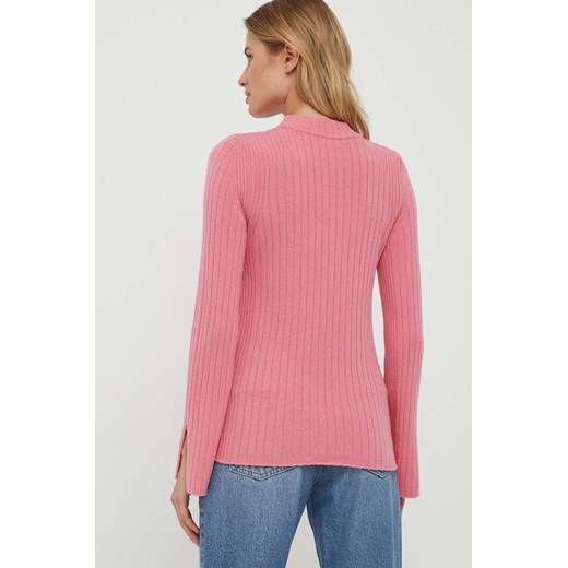 United Colors of Benetton sweter wełniany damski kolor różowy United Colors Of Benetton M ANSWEAR.com