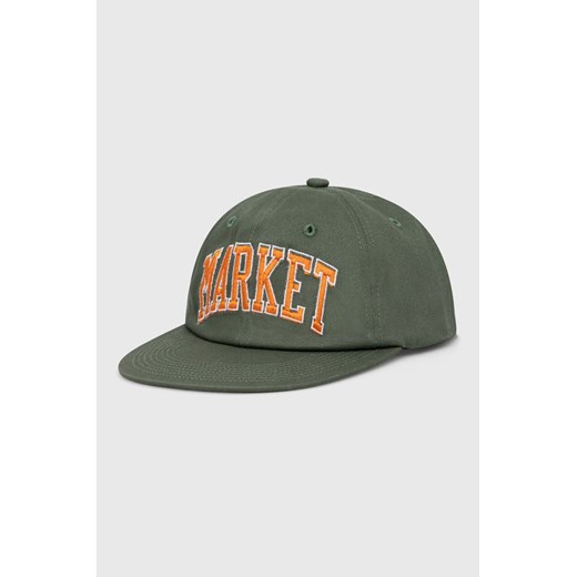 Market czapka z daszkiem bawełniana kolor zielony z aplikacją ze sklepu PRM w kategorii Czapki z daszkiem damskie - zdjęcie 162105769