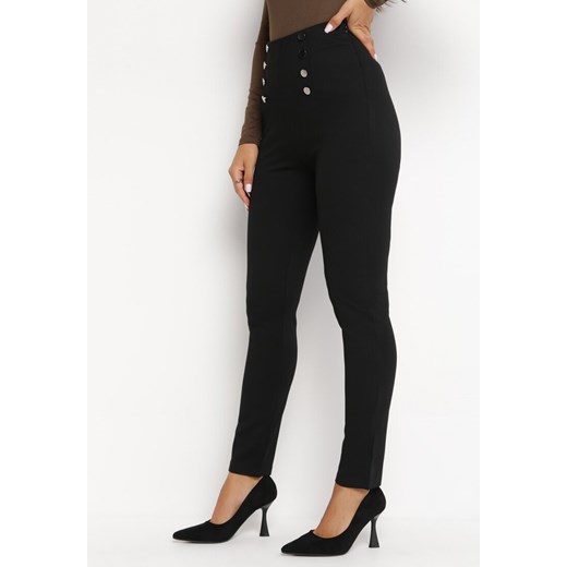 Czarne Spodnie z Wysokim Stanem Mhinga ze sklepu Born2be Odzież w kategorii Spodnie damskie - zdjęcie 162107685