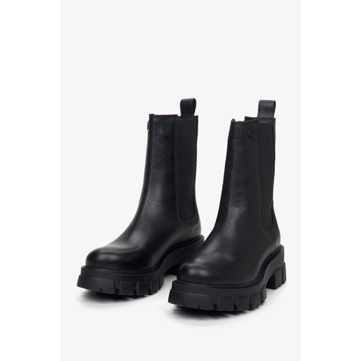 Estro: Czarne wysokie sztyblety damskie skórzane Estro 36 Estro