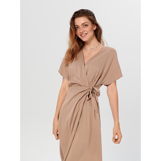 Sinsay - Sukienka midi - beżowy Sinsay XXL Sinsay