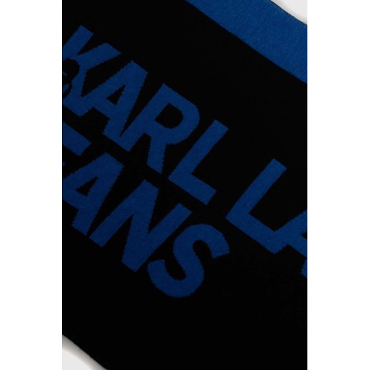 Karl Lagerfeld Jeans szalik z domieszką wełny kolor czarny wzorzysty Karl Lagerfeld Jeans ONE ANSWEAR.com