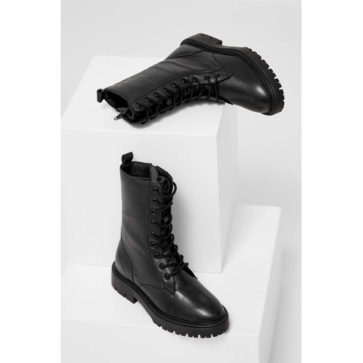 Answear Lab botki skórzane damskie kolor czarny na płaskim obcasie Answear Lab 36 ANSWEAR.com