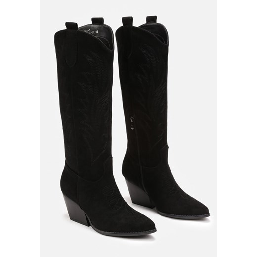 Kozaki damskie Born2be z zamkiem z cholewką przed kolano na obcasie eleganckie 