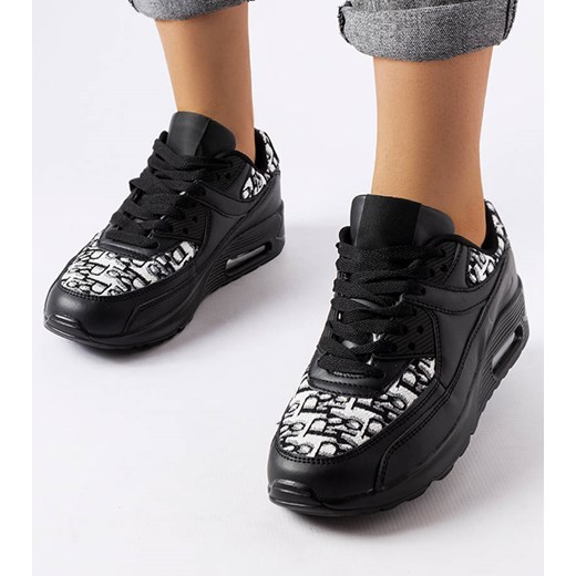 Czarne sneakersy ze wzorzystą wstawką Brattiro ze sklepu gemre w kategorii Buty sportowe damskie - zdjęcie 162127179