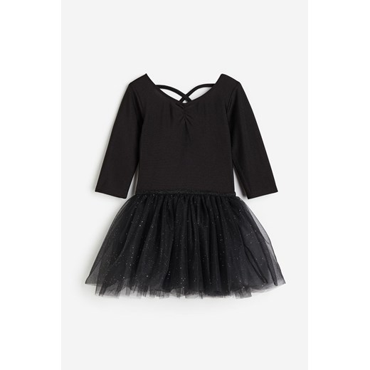 H & M - Kostium do tańca z tiulowym dołem - Czarny H & M 134/140 (8-10Y) H&M