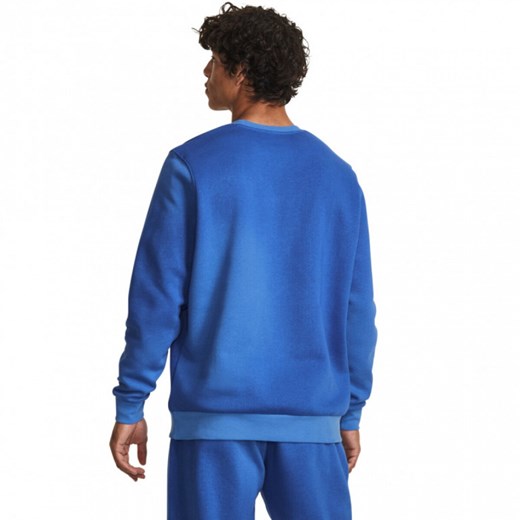 Męska bluza dresowa nierozpinana bez kaptura Under Armour UA Essential Flc Novelty Crw - niebieska ze sklepu Sportstylestory.com w kategorii Bluzy męskie - zdjęcie 162129776