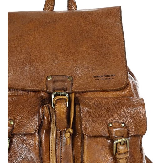 Elegancki plecak damski A4 ze skóry naturalnej - MARCO MAZZINI brąz koniak ze sklepu Verostilo w kategorii Plecaki - zdjęcie 162139576