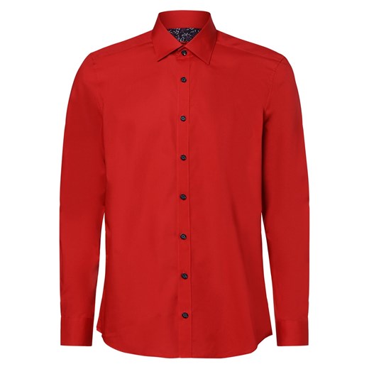 Finshley & Harding Koszula męska łatwa w prasowaniu Mężczyźni Slim Fit Bawełna czerwony jednolity ze sklepu vangraaf w kategorii Koszule męskie - zdjęcie 162196829