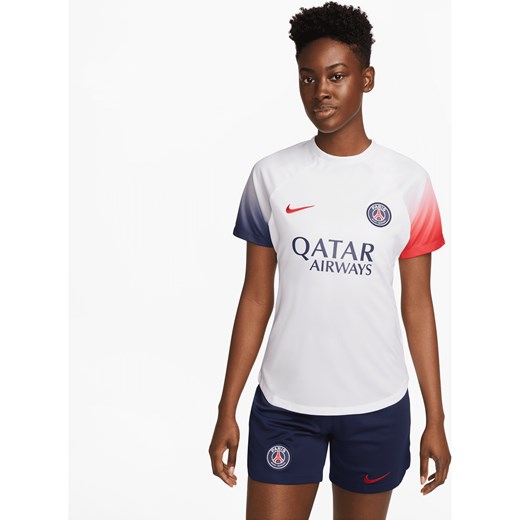 Damska przedmeczowa koszulka piłkarska Nike Dri-FIT Paris Saint-Germain Academy Pro - Biel ze sklepu Nike poland w kategorii Bluzki damskie - zdjęcie 162200856