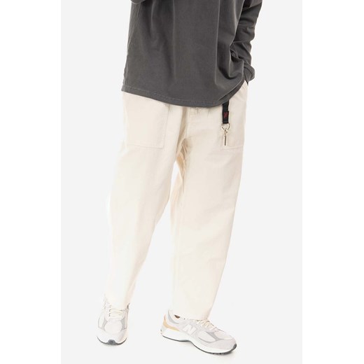 Gramicci spodnie bawełniane Loose Tapered Pant kolor beżowy szerokie medium waist G103.OGT-KREMOWY ze sklepu PRM w kategorii Spodnie damskie - zdjęcie 162215327