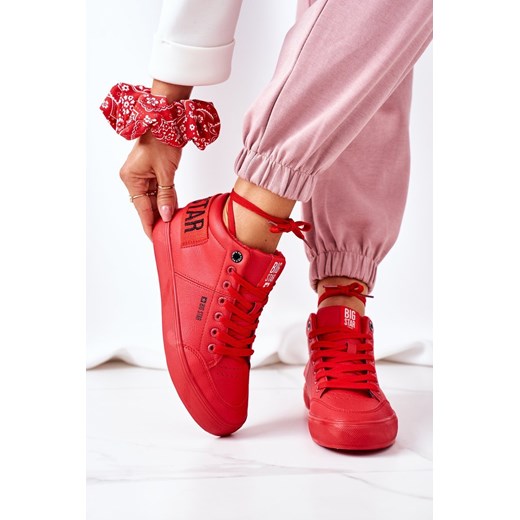 Buty sportowe damskie czerwone BIG STAR wiosenne sznurowane