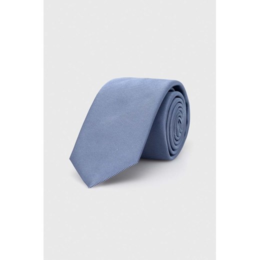 HUGO krawat jedwabny kolor niebieski 50468199 ze sklepu ANSWEAR.com w kategorii Krawaty - zdjęcie 162265435