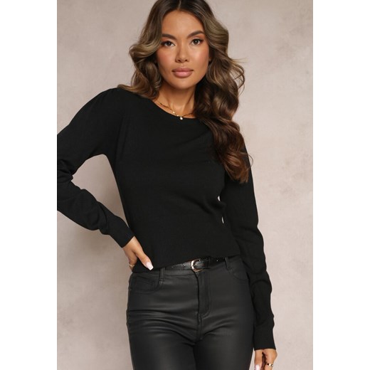 Czarny Sweter z Długim Rękawem Sindella ze sklepu Renee odzież w kategorii Swetry damskie - zdjęcie 162269169