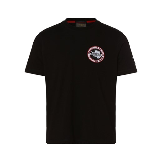 Czarny t-shirt męski Aeronautica Militare młodzieżowy z krótkim rękawem 