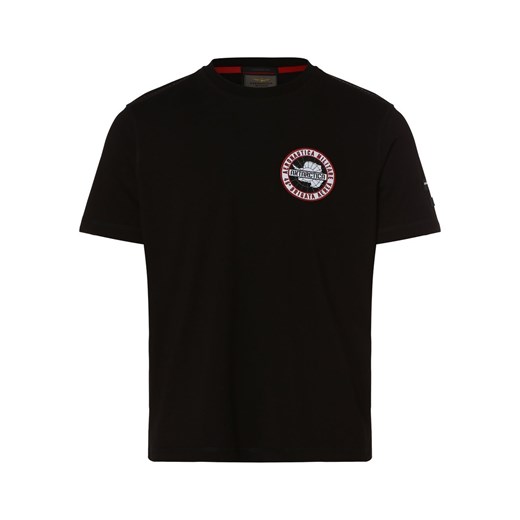 Czarny t-shirt męski Aeronautica Militare młodzieżowy z krótkim rękawem
