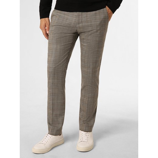 Finshley & Harding London Męskie spodnie od garnituru modułowego Mężczyźni Slim Fit trzcinowy w kratkę ze sklepu vangraaf w kategorii Spodnie męskie - zdjęcie 162269855