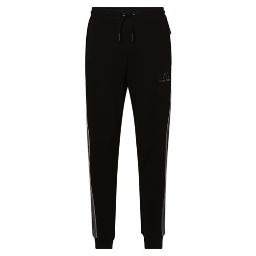 EA7 Emporio Armani Spodnie dresowe Mężczyźni Bawełna czarny jednolity ze sklepu vangraaf w kategorii Spodnie męskie - zdjęcie 162272448