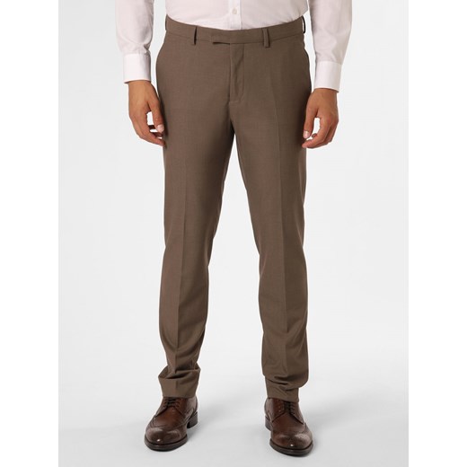 Finshley & Harding Męskie spodnie od garnituru modułowego Mężczyźni Slim Fit taupe jednolity ze sklepu vangraaf w kategorii Spodnie męskie - zdjęcie 162272489