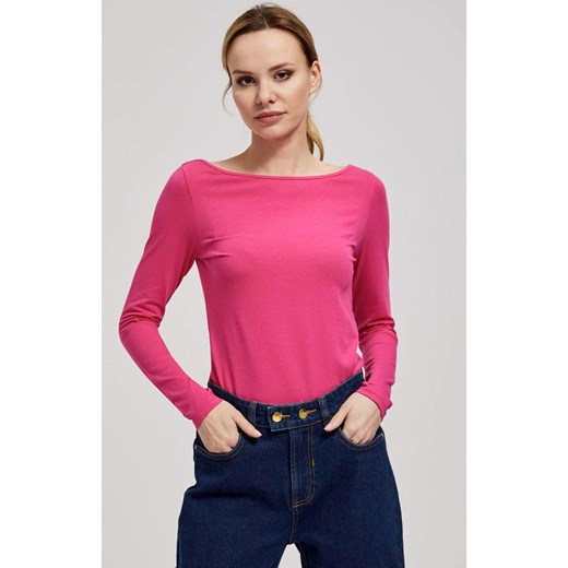 Bawełniana różowa bluzka z długimi rękawami 4207, Kolor różowy, Rozmiar XS, Moodo ze sklepu Primodo w kategorii Bluzki damskie - zdjęcie 162289917