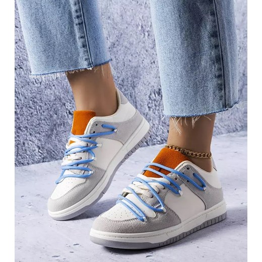 Szare sneakersy niebieskie sznurówki Arcobaleno ze sklepu gemre w kategorii Buty sportowe damskie - zdjęcie 162295955