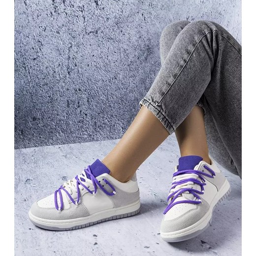 Szare sneakersy fioletowe sznurówki Arcobaleno ze sklepu gemre w kategorii Buty sportowe damskie - zdjęcie 162296945