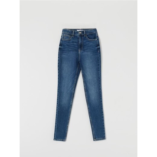 Sinsay - Jeansy skinny high waist - granatowy Sinsay 34 Sinsay