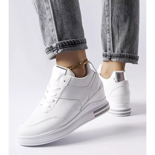 Gemre buty sportowe damskie sneakersy białe na koturnie 