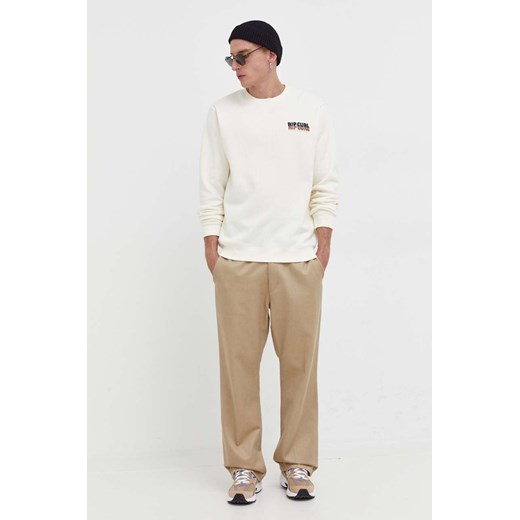 Rip Curl bluza męska kolor beżowy z nadrukiem Rip Curl XL ANSWEAR.com