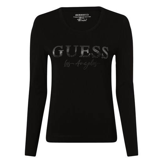 GUESS Damska koszulka z długim rękawem Kobiety Bawełna czarny nadruk ze sklepu vangraaf w kategorii Bluzki damskie - zdjęcie 162309489