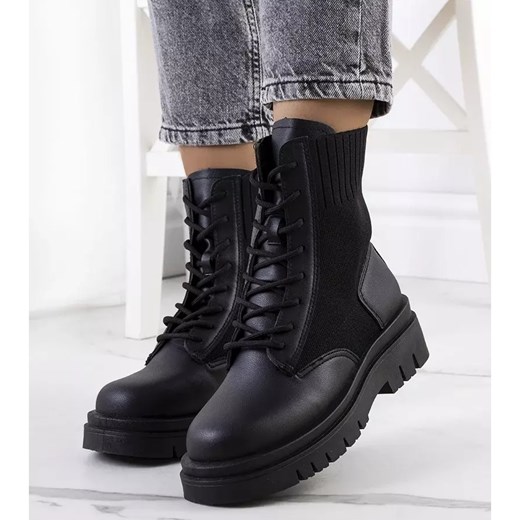 Workery damskie casualowe na płaskiej podeszwie sznurowane 