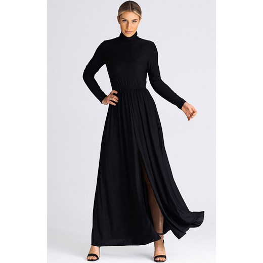 Sukienka długa z golfem czarna M936, Kolor czarny, Rozmiar L, Figl ze sklepu Primodo w kategorii Sukienki - zdjęcie 162313618