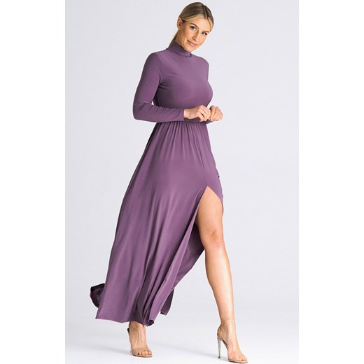 Sukienka długa z golfem fioletowa M936, Kolor fioletowy, Rozmiar L, Figl ze sklepu Primodo w kategorii Sukienki - zdjęcie 162313628