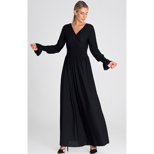 Długa czarna sukienka z bufiastym rękawem M940, Kolor czarny, Rozmiar L/XL, Figl ze sklepu Primodo w kategorii Sukienki - zdjęcie 162313658
