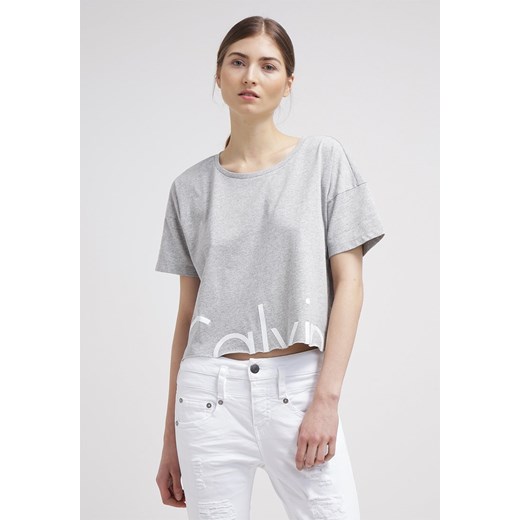Calvin Klein Jeans TIBORAN Tshirt z nadrukiem light grey heather zalando szary jeans
