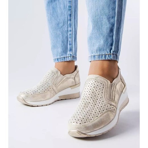 Złote ażurowe sneakersy na koturnie Vernon Gemre 40 okazja gemre