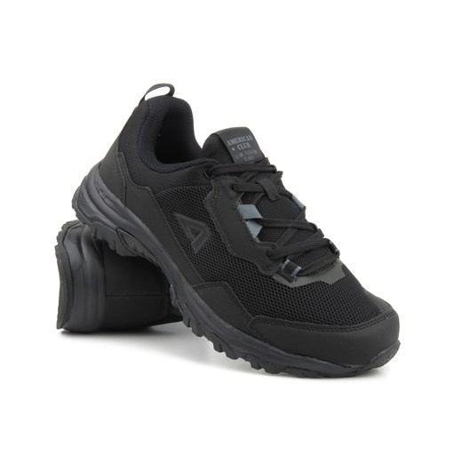 Klasyczne sneakersy męskie - AMERICAN CLUB WT138/23, czarne ze sklepu ulubioneobuwie w kategorii Buty trekkingowe męskie - zdjęcie 162320839