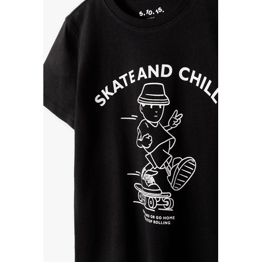Czarny t-shirt bawełniany dla chłopca- Skate and Chill 5.10.15. 92 okazyjna cena 5.10.15