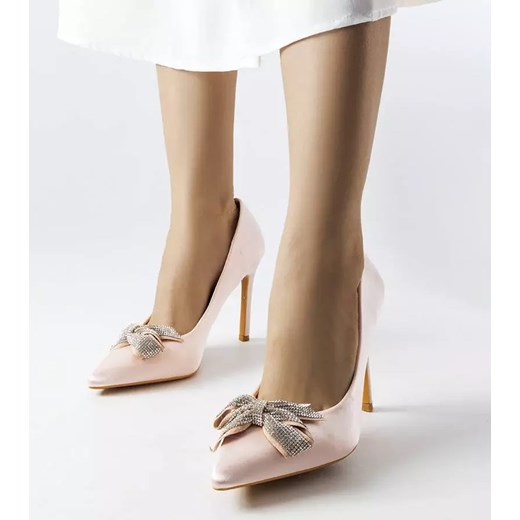 Czółenka różowe na szpilce bez zapięcia eleganckie