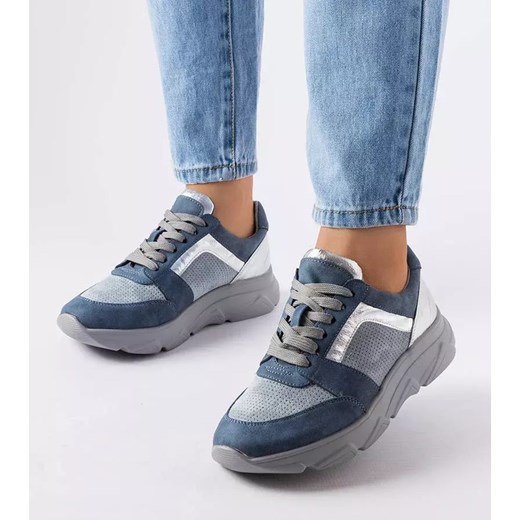 Niebieskie perforowane sneakersy Trecasali Gemre 37 okazyjna cena gemre