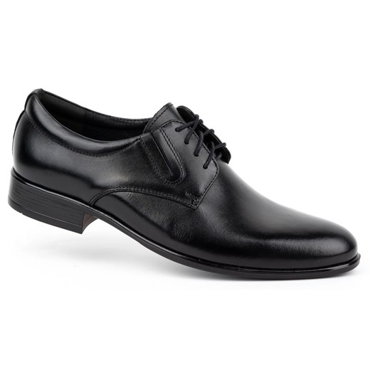 Buty eleganckie męskie skórzane czarne sznurowane