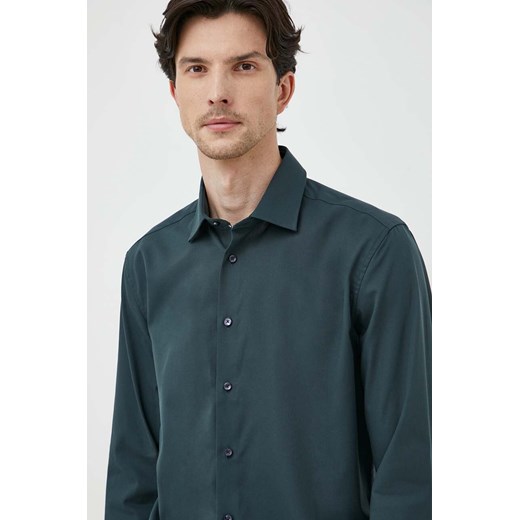 Seidensticker koszula bawełniana męska kolor zielony regular z kołnierzykiem klasycznym 01.653760 ze sklepu ANSWEAR.com w kategorii Koszule męskie - zdjęcie 162357439