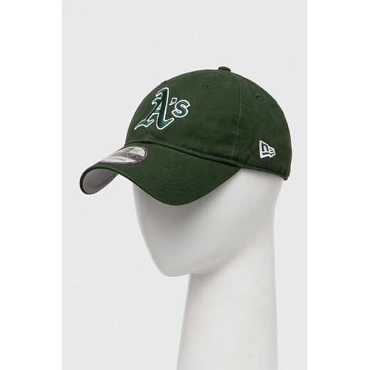 New Era czapka z daszkiem bawełniana kolor zielony z aplikacją OAKLAND ATHLETICS ze sklepu PRM w kategorii Czapki z daszkiem damskie - zdjęcie 162359977