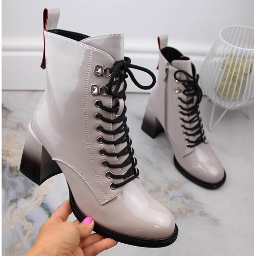 Lakierowane botki damskie na obcasie D&A S.Barski Premium Collection 38 ButyModne.pl