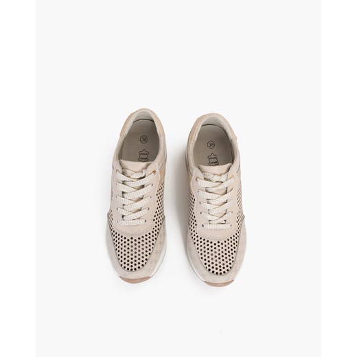 beżowe sneakersy skórzane ażurowe 131-78592-BEŻ Kulig 41 KULIG