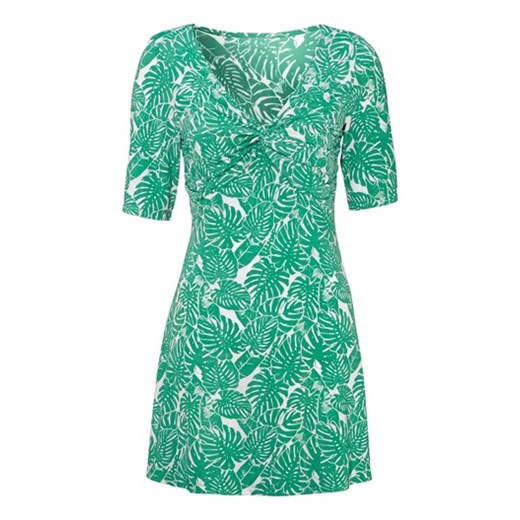 Sukienka zielony/biały halens-pl turkusowy abstrakcyjne wzory